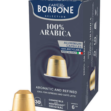 CAFFE BORBONE 100% ARABICA Blend - Aluminum Nespresso®* Machine Compatible Capsules - 30PK - ALUMINUM PODS