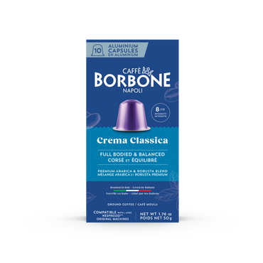 CAFFE BORBONE Crema Classica Blend - Aluminum Nespresso®* Machine Compatible Capsules - 10PK - ALUMINUM PODS