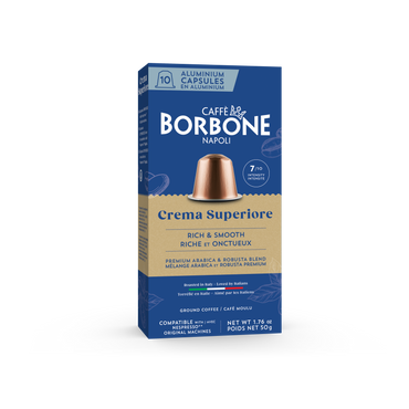 CAFFE BORBONE Crema Superiore Blend - Aluminum Nespresso®* Machine Compatible Capsules - 10PK - ALUMINUM PODS