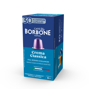 CAFFE BORBONE Crema Classica Blend - Aluminum Nespresso®* Machine Compatible Capsules - 30PK - ALUMINUM PODS