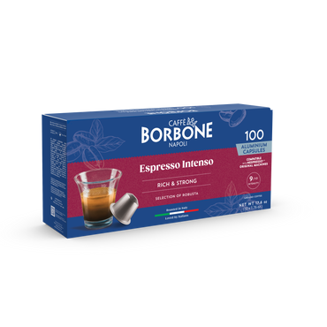 CAFFE BORBONE Espresso Intenso Blend - Aluminum Nespresso®* Machine Compatible Capsules - 100PK - ALUMINUM PODS