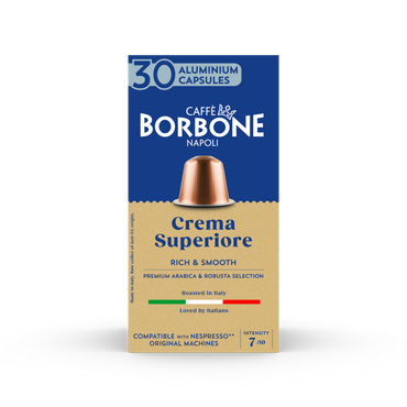 CAFFE BORBONE Crema Superiore Blend - Aluminum Nespresso®* Machine Compatible Capsules - 30PK - ALUMINUM PODS