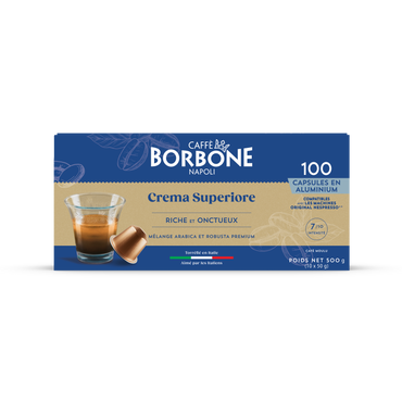 Mélange CAFFE BORBONE Crema Superiore - Capsules en aluminium compatibles avec les machines Nespresso®* - 100PK - ALUMINUM PODS