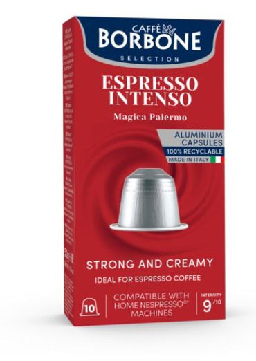 CAFFE BORBONE Espresso Intenso Blend - Aluminum Nespresso®* Machine Compatible Capsules - 10PK - ALUMINUM PODS