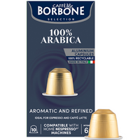 CAFFE BORBONE 100% ARABICA Blend - Aluminum Nespresso®* Machine Compatible Capsules - 10PK - ALUMINUM PODS