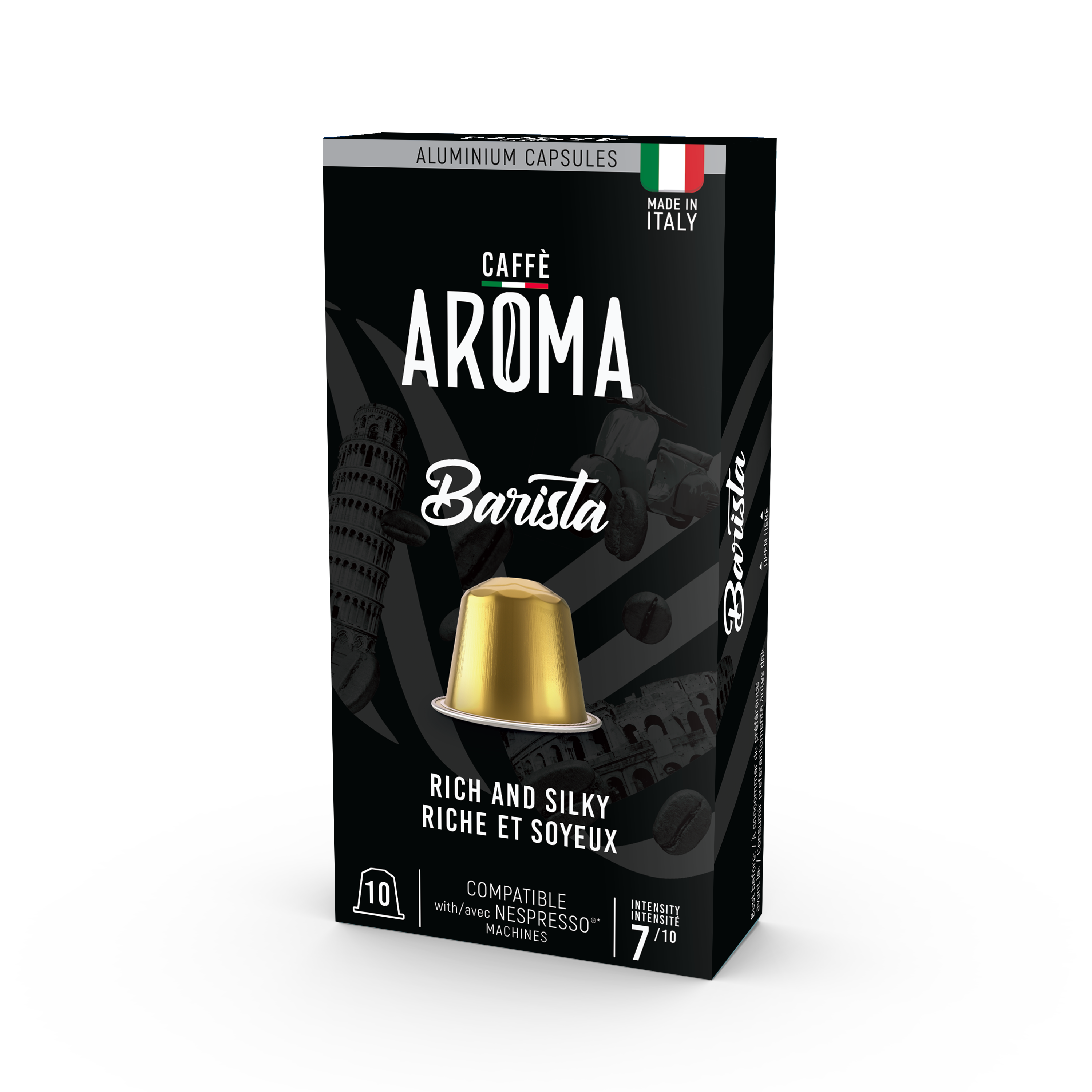 Caffe Aroma Barista Blend - Aluminum Nespresso®* Machine Compatible Capsules - 10PK - ALUMINUM PODS