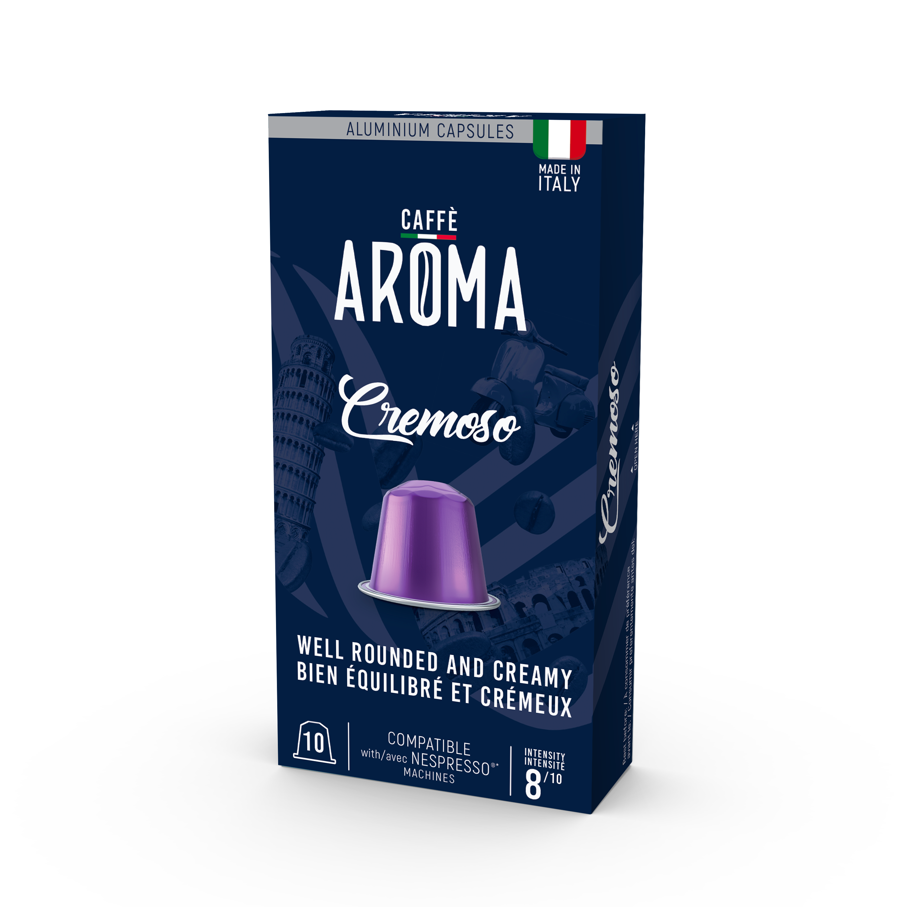 Caffe Aroma Cremoso Blend - Aluminum Nespresso®* Machine Compatible Capsules - 10PK - ALUMINUM PODS