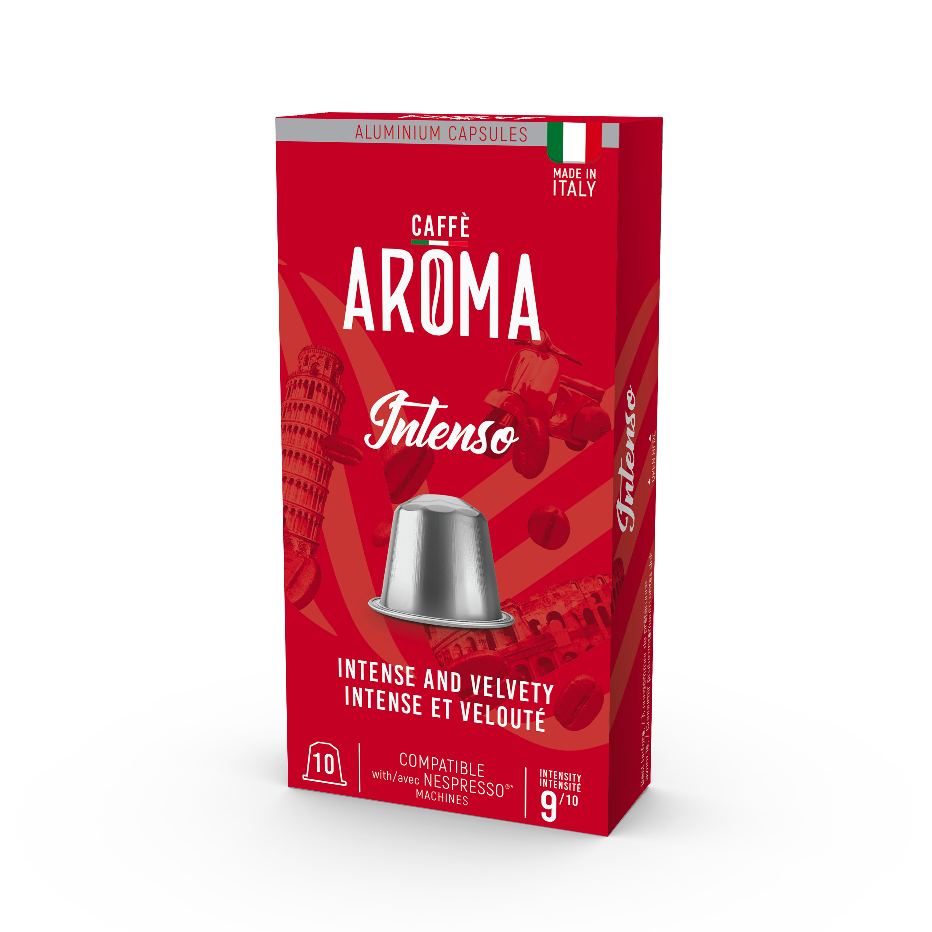 Caffe Aroma Intenso Blend - Aluminum Nespresso®* Machine Compatible Capsules - 10PK - ALUMINUM PODS