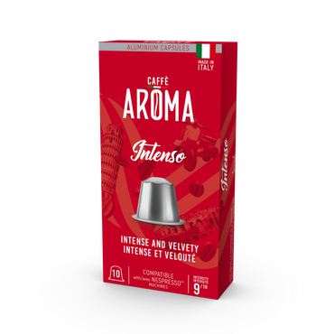 Caffe Aroma Intenso Blend - Aluminum Nespresso®* Machine Compatible Capsules - 10PK - ALUMINUM PODS