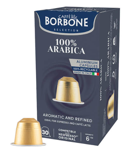 CAFFE BORBONE 100% ARABICA Blend - Aluminum Nespresso®* Machine Compatible Capsules - 30PK - ALUMINUM PODS