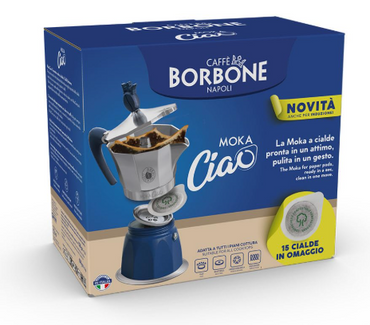 Caffe Borbone MokaCiao Moka Pot - with 15 FREE pods