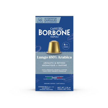 CAFFE BORBONE 100% ARABICA Blend - Aluminum Nespresso®* Machine Compatible Capsules - 10PK - ALUMINUM PODS