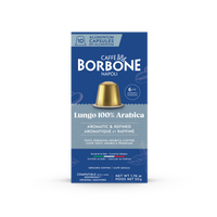 CAFFE BORBONE 100% ARABICA Blend - Aluminum Nespresso®* Machine Compatible Capsules - 10PK - ALUMINUM PODS