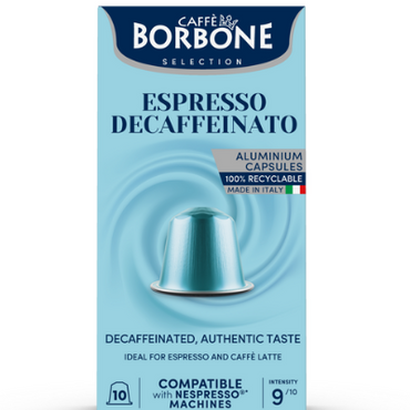 CAFFE BORBONE DECAF - Aluminum Nespresso®* Machine Compatible Capsules - 100PK - ALUMINUM PODS