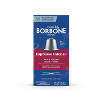 CAFFE BORBONE Espresso Intenso Blend - Aluminum Nespresso®* Machine Compatible Capsules - 10PK - ALUMINUM PODS