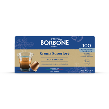CAFFE BORBONE Crema Superiore Blend - Aluminum Nespresso®* Machine Compatible Capsules - 100PK - ALUMINUM PODS