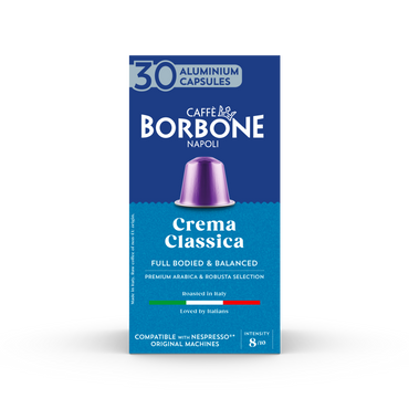 CAFFE BORBONE Crema Classica Blend - Aluminum Nespresso®* Machine Compatible Capsules - 30PK - ALUMINUM PODS