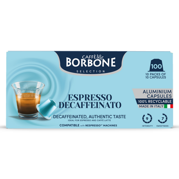 CAFFE BORBONE DECAF - Capsules en aluminium compatibles avec la machine Nespresso®* - 100PK - ALUMINUM PODS