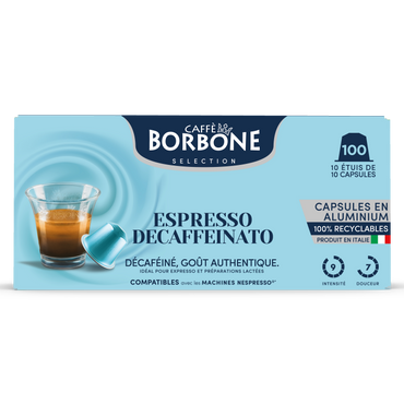 CAFFE BORBONE DECAF - Capsules en aluminium compatibles avec la machine Nespresso®* - 100PK - ALUMINUM PODS