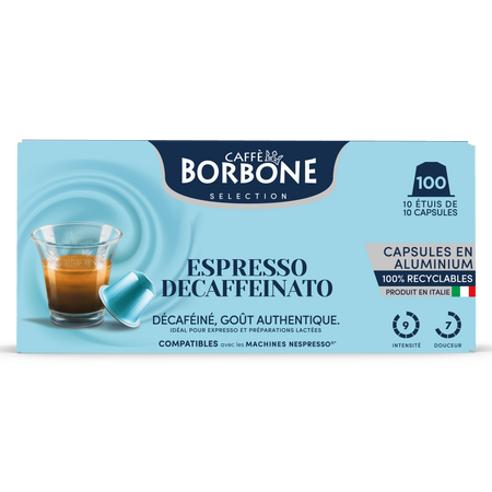 CAFFE BORBONE DECAF - Aluminum Nespresso®* Machine Compatible Capsules - 100PK - ALUMINUM PODS
