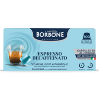CAFFE BORBONE DECAF - Aluminum Nespresso®* Machine Compatible Capsules - 100PK - ALUMINUM PODS