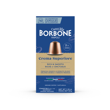 CAFFE BORBONE Crema Superiore Blend - Aluminum Nespresso®* Machine Compatible Capsules - 10PK - ALUMINUM PODS