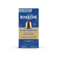 CAFFE BORBONE Crema Superiore Blend - Aluminum Nespresso®* Machine Compatible Capsules - 10PK - ALUMINUM PODS