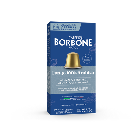 CAFFE BORBONE 100% ARABICA Blend - Aluminum Nespresso®* Machine Compatible Capsules - 10PK - ALUMINUM PODS