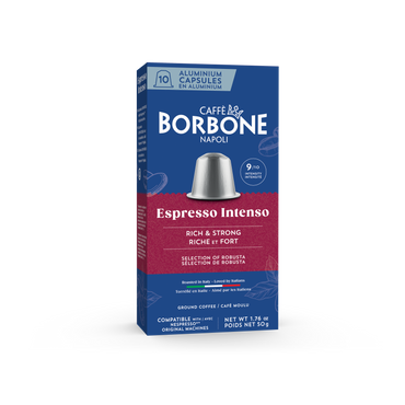 CAFFE BORBONE Espresso Intenso Blend - Aluminum Nespresso®* Machine Compatible Capsules - 10PK - ALUMINUM PODS