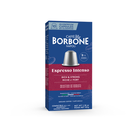 CAFFE BORBONE Espresso Intenso Blend - Aluminum Nespresso®* Machine Compatible Capsules - 10PK - ALUMINUM PODS