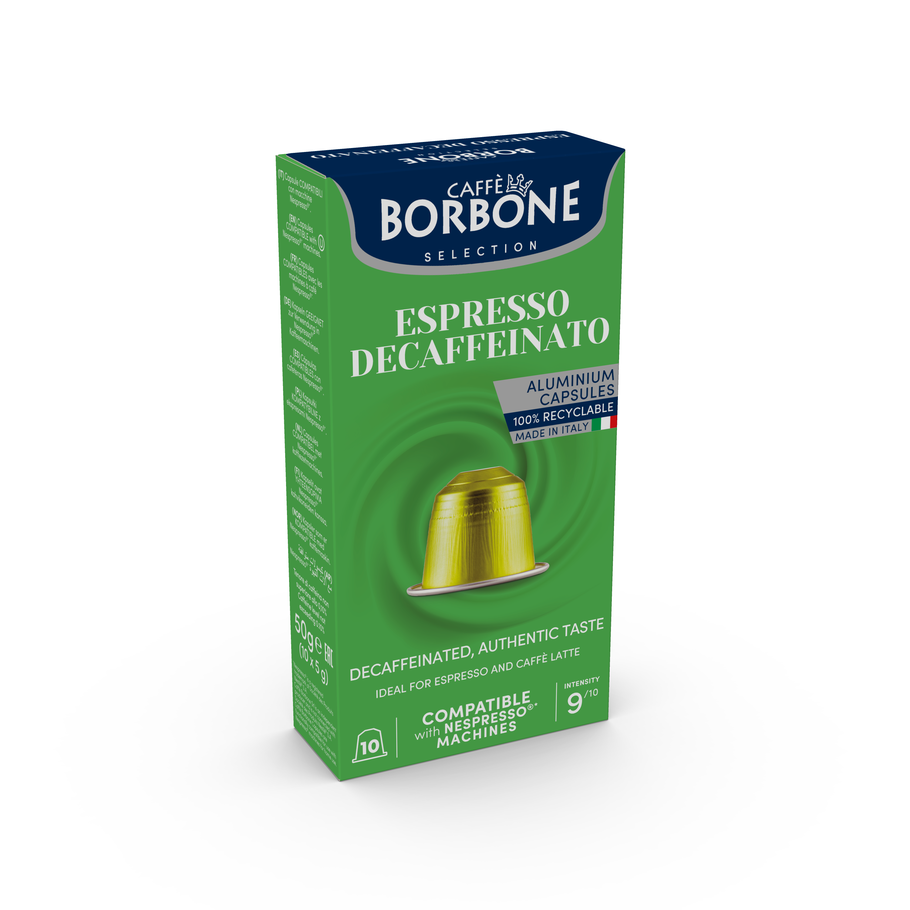 CAFFE BORBONE DECAF - Aluminum Nespresso®* Machine Compatible Capsules - 100PK - ALUMINUM PODS