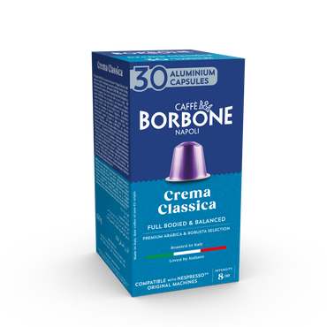 CAFFE BORBONE Crema Classica Blend - Aluminum Nespresso®* Machine Compatible Capsules - 30PK - ALUMINUM PODS