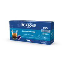 CAFFE BORBONE Mélange Crema Classica - Capsules en aluminium compatibles avec les machines Nespresso®* - 100PK - ALUMINUM PODS