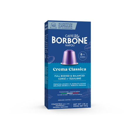 CAFFE BORBONE Crema Classica Blend - Aluminum Nespresso®* Machine Compatible Capsules - 10PK - ALUMINUM PODS