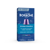 CAFFE BORBONE Crema Classica Blend - Aluminum Nespresso®* Machine Compatible Capsules - 10PK - ALUMINUM PODS