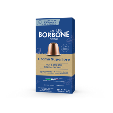 CAFFE BORBONE Crema Superiore Blend - Aluminum Nespresso®* Machine Compatible Capsules - 10PK - ALUMINUM PODS