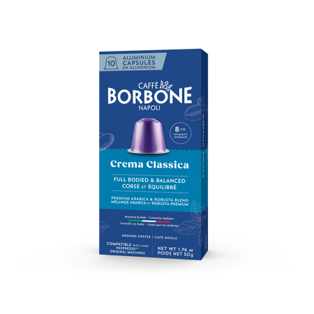 CAFFE BORBONE Crema Classica Blend - Aluminum Nespresso®* Machine Compatible Capsules - 10PK - ALUMINUM PODS