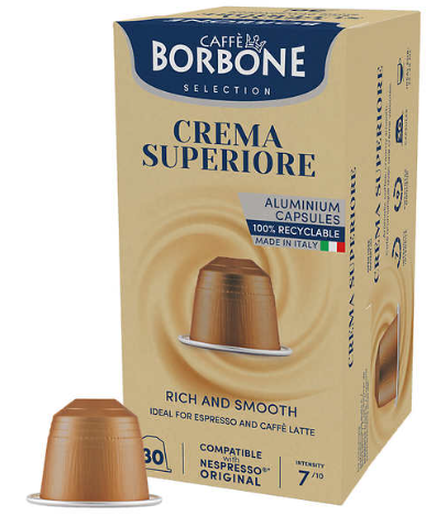 CAFFE BORBONE Crema Superiore Blend - Aluminum Nespresso®* Machine Compatible Capsules - 30PK - ALUMINUM PODS