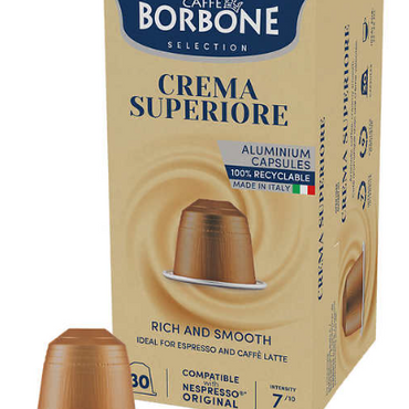 CAFFE BORBONE Crema Superiore Blend - Aluminum Nespresso®* Machine Compatible Capsules - 30PK - ALUMINUM PODS