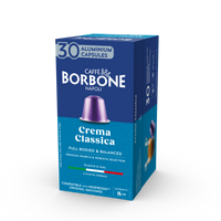 CAFFE BORBONE Crema Classica Blend - Aluminum Nespresso®* Machine Compatible Capsules - 30PK - ALUMINUM PODS