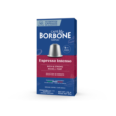 CAFFE BORBONE Espresso Intenso Blend - Aluminum Nespresso®* Machine Compatible Capsules - 10PK - ALUMINUM PODS
