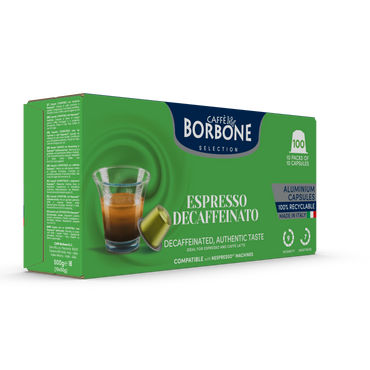 CAFFE BORBONE DECAF - Aluminum Nespresso®* Machine Compatible Capsules - 100PK - ALUMINUM PODS