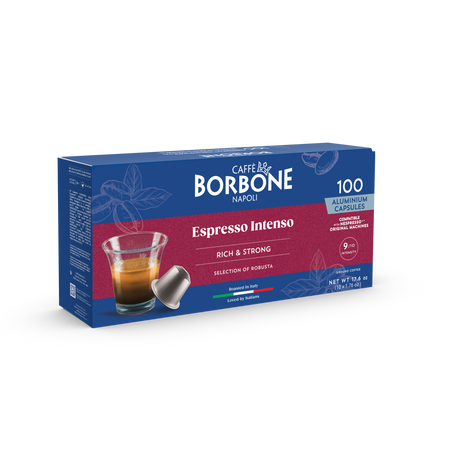 CAFFE BORBONE Espresso Intenso Blend - Aluminum Nespresso®* Machine Compatible Capsules - 100PK - ALUMINUM PODS