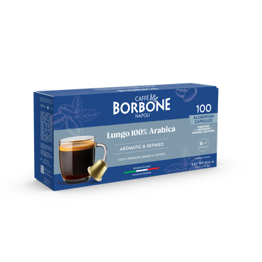 Mélange CAFFE BORBONE 100% ARABICA - Capsules en aluminium compatibles avec la machine Nespresso®* - 100PK - ALUMINUM PODS