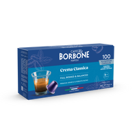 CAFFE BORBONE Crema Classica Blend - Aluminum Nespresso®* Machine Compatible Capsules - 100PK - ALUMINUM PODS