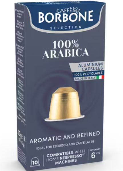 CAFFE BORBONE 100% ARABICA Blend - Aluminum Nespresso®* Machine Compatible Capsules - 100PK - ALUMINUM PODS