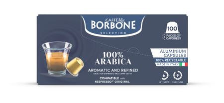 Mélange CAFFE BORBONE 100% ARABICA - Capsules en aluminium compatibles avec la machine Nespresso®* - 100PK - ALUMINUM PODS