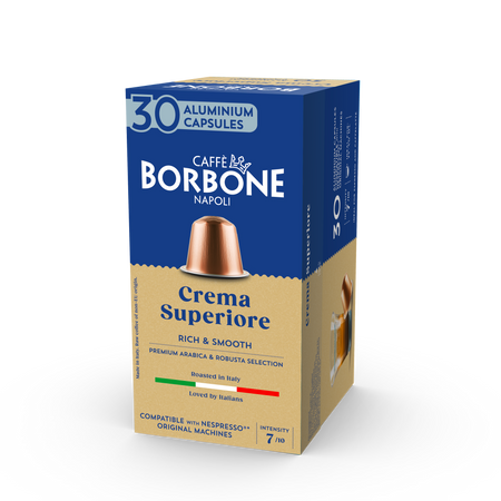 CAFFE BORBONE Crema Superiore Blend - Aluminum Nespresso®* Machine Compatible Capsules - 30PK - ALUMINUM PODS