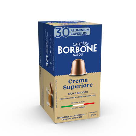 CAFFE BORBONE Crema Superiore Blend - Aluminum Nespresso®* Machine Compatible Capsules - 30PK - ALUMINUM PODS