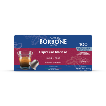 CAFFE BORBONE Espresso Intenso Blend - Aluminum Nespresso®* Machine Compatible Capsules - 100PK - ALUMINUM PODS